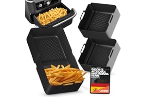 UNBOX Moldes de Silicona para Freidora de Aire para Cosori 10L - Set de 3 Bandejas Reutilizables para Cosori Dual Blaze, Ninja Foodi FlexDrawer AF500EU, Accesorios para Horno y Freidoras de Aire