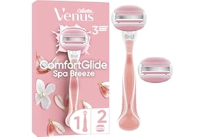 Gillette Venus Rasoir Pour Femme ComfortGlide Spa Breeze, Manche Réutilisable, Lot De 2 Recharges A 3 Lames, Sans Besoin De Gel A Raser, 1 Rechange Par 30 Jours De Rasage, Conçu Pour Corps Et Poils