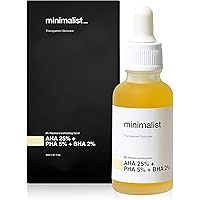Minimalist AHA 25% + PHA 5% + BHA 2% Peeling Solution for Glowing Skin, Smooth Texture & Pore Cleansing | Weekend Facial Exfoliant or Peel | 30ml