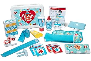 Melissa & Doug Get Well First Aid Kit Play Set – 25-Piece Pretend Play Medical Set with Bandages, Splint & Ice Pack – Interactive Role Play Toy for Kids Age 3 Plus