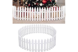 FS-PINGXIANG 10 Pcs Christmas Tree White Plastic Picket Fence - Miniature Home Garden Wedding Fairy Garden Party Decoration