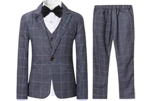 Sliktaa Boys Suits 3 Piece One Button Single Breasted Plaid Colour Suits Wedding Party Performance Blazer Vest Trousers