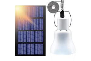Devenirriche Solar Powered Led Light Bulb, Solar Shed Lights Portable USB Charge Shed Light with Solar Panel for Indoor Outdoor Garden Courtyard Barn Balcony Corridor Camping Tent Fishing Lighting
