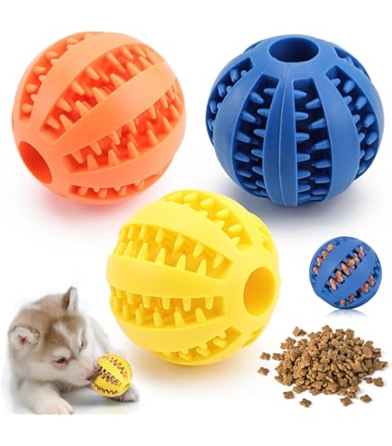 3 Palline Per Cani In Gomma Naturale - Giocattolo Dispenser Snack, Pulizia Denti - Foto 6