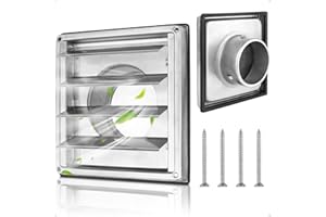 Yooler Ø100mm Edelstahl Lüftungsgitter mit Rückschlagklappe, Insektenschutzgitter, Bewegliche Lamellen, Gehäuse Lüftungsgitter Für VMC-Rohr und Abdeckung Dunstabzug Außen Mit Kautschuk-Dichtung