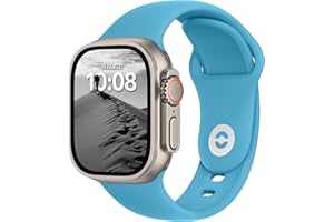 DONEGANI SB Bracelet Sport Compatible avec Apple Watch Band Serie Ultra 9 8 7 6 5 4 3 2 1 SE｜49mm 45mm 44mm 42mm 41mm 40mm 38mm Femme Homme Silicone Couleur Bleu Cristal Mers