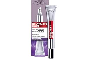 ‎L'OREAL PARIS L'Oréal Paris Augenpflege für Frauen: polstert die Augenkontur auf und mildert Tränentäler mit der höchsten Konzentration an Hyaluronsäure in der Pflege von L'Oréal Paris, Revitalift Filler, 1x 15ml