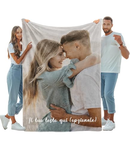 Coperta personalizzata in pile plaid 130x170 con foto, scritte e loghi
