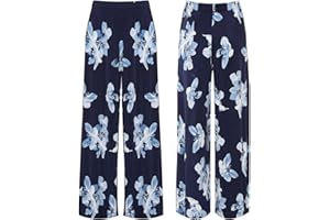 RIDDLED WITH STYLE Ladies Wide Leg Printed Palazzo Summer Wear Beach Trousers Womens Plus Size Baggy Pants Floral Printed Bottoms Casual Wear Paisley Trousers Palazzo Pants