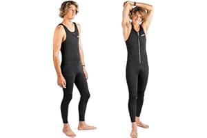 Osprey Mens 3mm Long John Sleeveless Wetsuit with Front Zip and Ergonomic Panelling– Non-Sleeve Watersport Paddleboarding Sailing Suit