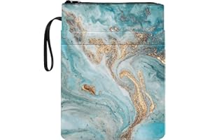 Poceacles Buchhülle für Buchliebhaber, Hardcover, Reißverschluss, praktische Aufbewahrungstasche, Handtasche, Geldbörse, Tablet-Hülle, Blau