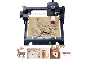 ACMER S1 Laser Graviermaschine, 3500 mW Hochpräzisions Lasercutter, 130 x 130 mm Arbeitsfläche für Holz und Metall, DIY-Laserschneider, Blau Laser Engraver