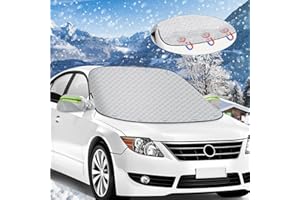 HOLKEU Couverture Pare Brise Voiture, Bâche Pare Brise Hiver Protection Pliable, Universel Couverture Pare Brise avec Magnétiques Anti Givre et Neige, UV, Poussière