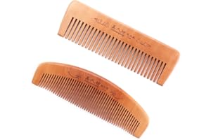 QiCheng&LYS Peigne à cheveux en bois fait main pour peigne en bois dentelé large et bouclé, Barbe anti-statique et sans barrière pour les mains (Anneau à cheveux)