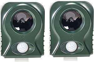 Pestbye® Battery Operated Cat Repellent V2 - Easy To Use Ultrasonic Cat Scarer with HyperResonance Frequency - Set of 2