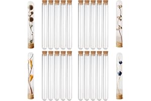 JIANGLIN 20 Stück Reagenzgläser Mit Korken, Reagenzglas Glas Transparent 20 x 150 mm, Reagenzgläser für Blumen, Hochzeiten, Badesalzbonbons, Labortisch, Hauptdekoration
