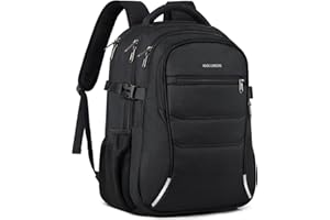 IGOLUMON Mochila Portatil Impermeable Mochila Viaje Mochila Hombre con Puerto USB Mochila Ordenador Portatil 17,3 Pulgadas Mochila para Escolares Cabina Trabajo Negocio Negro