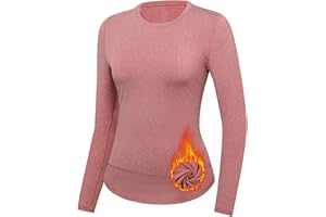 Gyabnw T-Shirt Thermique Femme Col Rond Chauds sous Vetement Thermique Coton Manches Longues Haut sous Vêtements Pull T-Shirt Hiver Automne