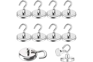 HBINGL 8 Pcs Magnetic Hooks, Magnetic Hooks Strong Magnet with Hook for Fridge, Small Magnetic Holder for Van Tool Magnetic Hanger for Towel, Kitchen Bathroom