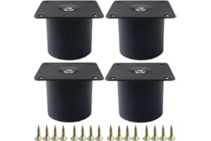 Roellgs furniture feet, round black metal sofa feet, cabinet feet with mounting screws for home office beds and worktops (10 cm) (5cm)