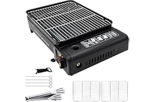 YINLEADER Kit de barbacoa para acampar - barbacoa portátil con rejilla, estufa de barbacoa, clip de barbacoa - estufa de camping portátil