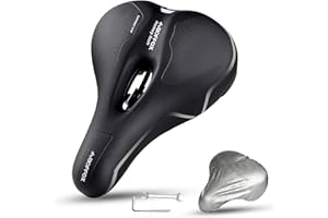 BOFFOX Sella Bici MTB Comoda Morbido in Gel, Sella Bicicletta Uomo Donna Ergonomico Impermeabile e Traspirante Ampia Sellino Bici Adatto per Bici da Corsa/Mountain/City Bike