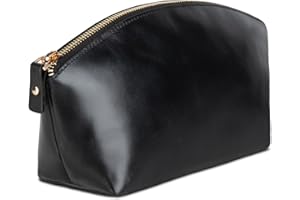 BLADE Kosmetyczka damska ze skóry premium – luksusowa kosmetyczka damska ze skóry z dużą przegródką – elegancka i trwała kosmetyczka skórzana do podróży i codziennego użytku, Avanza czarny, kuferek