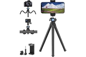 Vkesen Treppiede Smartphone,Treppiede Flessibile per Telefono,Fotocamera e Action Camera,Girevole a 360° Mini Treppiede,Treppiede da Viaggio per Smartphone,Fotocamera,IPhone 15/14/13,Samsung,GoPro