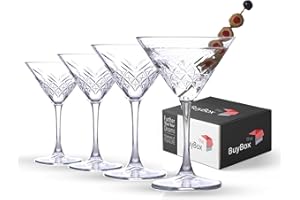 GOSOYO Set di 4 Bicchieri da Martini Vintage (230 ml/7,7 once). Bicchieri Cocktail, Bicchieri da Martini per Espresso, Bicchieri da Margarita, Bicchieri da Champagne con Stelo Lungo