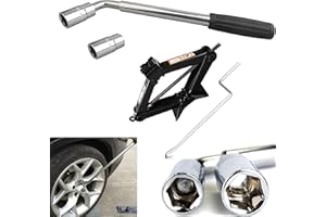 ANSIMIDA Universal Extendable Lug Wrench (17/19/21/23MM) + 2 Ton Scissor Jack Hand Screw Spare Tire Repair Tool Kit for Cars Vans Trucks Trailers