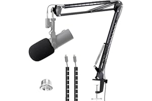 SM7B Bras Micro, Pied de Micro pour Shure SM7B, Support Micro Shure avec Bonnette en Mousse Anti-pop, Tube de Fixation Perche Micro Shure SM7B Microphone Dynamique pour Streaming par YOUSHARES