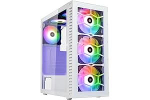 Kolink Observatory HF Glass Case per PC, Sei Ventole ARGB, spazio per schede video fino a 330mm, Scheda madre ATX, Pannello frontale in Vetro, Acciaio, Mid-Tower, Bianco