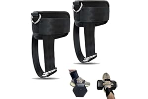 Orssmigs Lot De 2 Sangle Cheville Musculation Poulie Attache Cheville Musculation Réglable Sangle de Cheville en Câble Ankle Strap Cheville avec Anneaux en D pour Homme et Femme