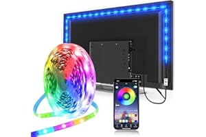 Taśma LED 5M, PSTAR USB LED dekoracja, paski świetlne z pilotem zdalnego sterowania Smart App, podświetlenie tła telewizora, ekranu 65 do 75 cali, ekran TV i monitora komputera