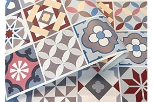 GOYAPRINT Papier Décoratif Carrelage Vinyle Adhésif Cuisine Style Hydraulique Marocain 40x250 cm Mosaïque Autocollante pour Mur Meubles (Carreaux de Couleur)