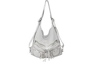 DEEVORCA Moda Bolso De Hombro Mujer Diario Casual Mochila Multifuncional Bolsa De Mensajero Viaje Trabajo Compras Escuela PU Cuero Multibolsillos Bolso Antirrobo Bolsa De Hombro Blanco