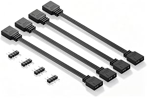GINTOOYUN 4 stycken 3-stifts 5 V ARGB-fläktkabel 3-stifts RGB hona fläkt strömförlängningskabel för RGB-ljusslingor, RGB-fläk