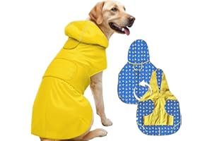 FALUCKYY Dog Raincoat Reversible Double-Sided,Waterproof Adjustable Reflective Dog Rain Jacket with Hood & Leash Hole,Pet Rain Hat,Puppy Raincoat,Windproof Snowproof Poncho for Dogs(XL)