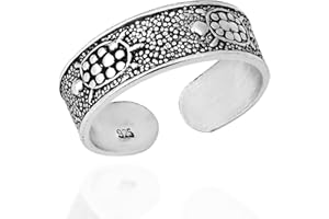 AERAVIDA Mythic Marine Turtle Band .925 Sterling Silver Toe Ring or Pinky Ring