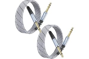 JOLGOO 1/4" TRS Cavo Strumentale, 2M, 2-Pack. Ideale per chitarra elettrica, basso, tastiera, mixer, amplificatore, altoparlante e mandolino. Audio professionale e bilanciato