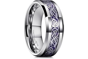King Will Dragon 8mm/6mm Red/Blue/Green/Orange/Purple/Silver/Black/Azure/Mazarine Celtic Dragon Tungsten Carbide Mens Wedding Band Ring Comfort Fit