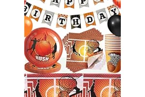 Doyomtoy Basketball Partygeschirr Set, Inklusive Basketball Geburtstag Banner, Teller, Tassen, Servietten, Tischdecke Basketball Sport Thema Geburtstagsfeier für Basketballfans Dekorationen