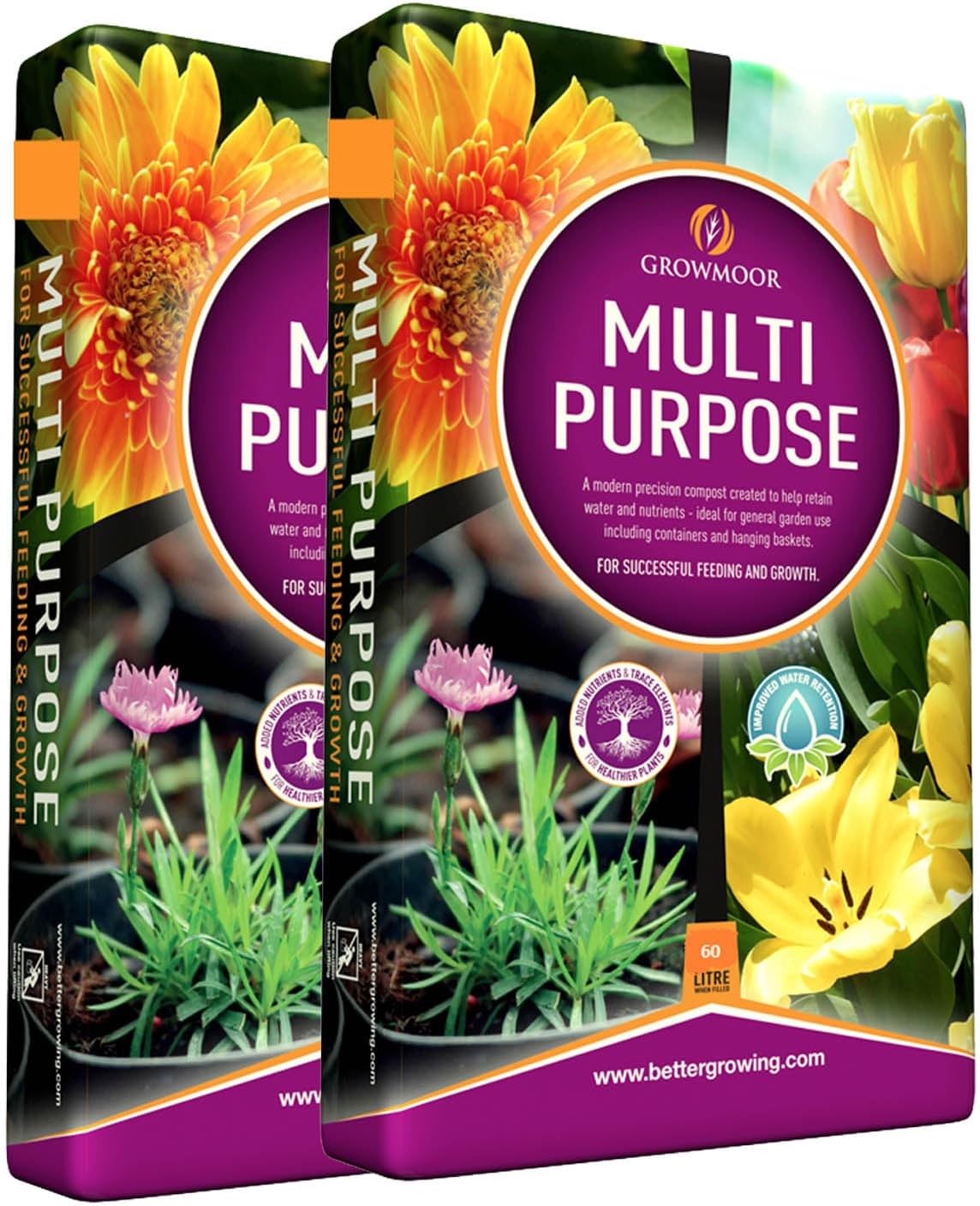 CB FUELS 2 X 60L GROWMOOR MULTI-PURPOSE COMPOST