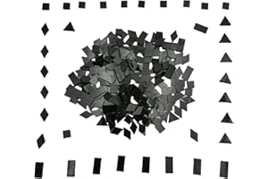 BTMIEY Lot de 220 carreaux de mosaïque en verre teinté pour loisirs créatifs et décoration d'intérieur - 4 formes mixtes - Carrés + diamant + triangle + rectangle - Noir