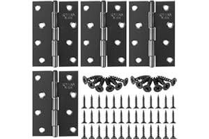 Anstore 4 zawiasy składane, czarne, ze stali nierdzewnej, 100 x 70 x 1 mm, duże zawiasy do drzwi do dużych obciążeń, z 48 śrubami 7 x 15 mm, do masywnych drzwi, do użytku wewnątrz i na zewnątrz, taśma