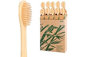 Daletu Spazzolino Bamboo 10 Pezzi Spazzolini da Denti Riutilizzabili Biodegradabili in Bambù, spazzolino da viaggio kit in Legno Spazzolino Setole Morbide Naturali Ecologiche BPA Gratuite