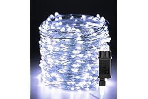 ERWAWEE Luci di Natale Filo di rame stellato, 30M 300 LED Catena luminosa Bianco freddo, 8 modalità luci stringa Esterno Interno Impermeabile IP44 decorazioni natalizie per Natale,festa,albero,casa,giardino