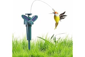 Bavokon Colibri Solaire, Colibri Flottant à énergie Solaire, Réaliste Solaire ou Alimenté par Batterie Volant Wobble Volant Oiseau pour Jardin et Cour