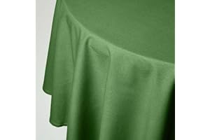 HOMESCAPES Ciemnozielony bawełniany okrągły obrus 6-8-osobowy, duży, okrągły, 178 cm, zmywalny, ręcznie tkany 100% bawełna z dekoracyjną krawędzią ściegu drabinowego
