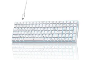 TMKB TECHNOLOGY MECHANICAL KEYBOARD TMKB T98SE Gaming Tastatur, 98 Tasten Mechanische Tastatur mit Red Linear Switch, Zifferntasten, LED, Typ-C-Datenkabel, Anti-Ghosting, US Layout für PC Windows Gamer Typist,Weiß